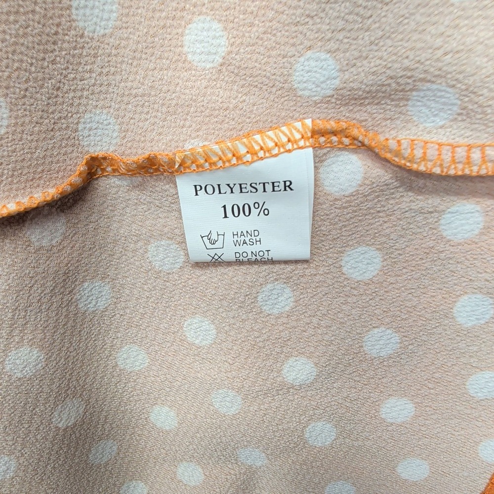 LIVAGIRL Orange Polka Dot High-Low Wrap Dress Small V-Neck Short Sleeve New - Picture 14 of 15